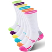 COOPLUS Women Hiking Athletic Crew Socks Cushioned Running Moisture Wicking Socks for Women 6 Pairs
