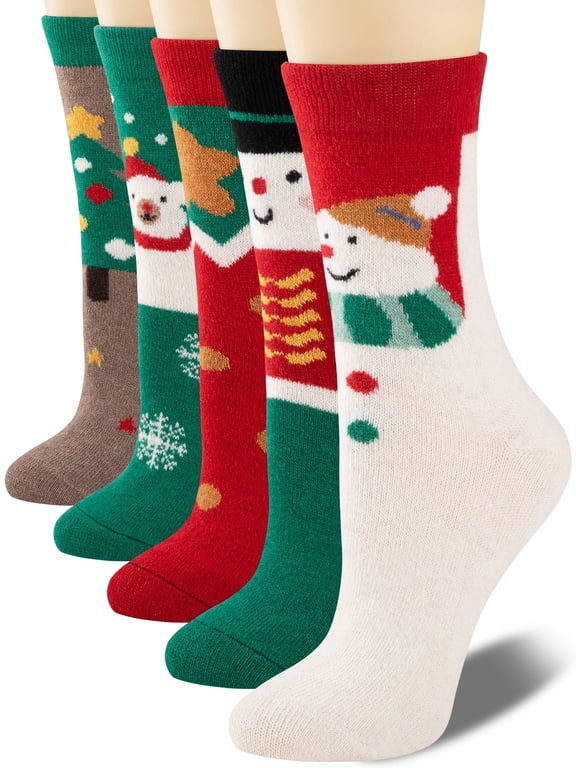 Women & Men Christmas Socks Cute Crazy Design Socks Novelty Gift For Women & Men 5 Pairs