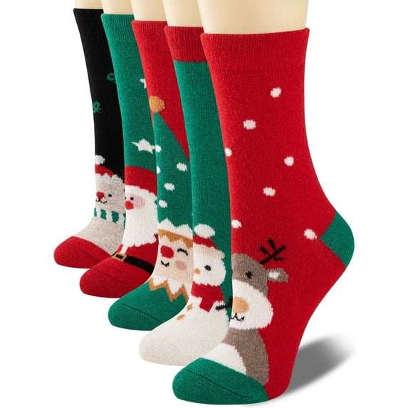 COOPLUS Women & Men Christmas Socks Cute Crazy Design Socks Novelty Gift For Women & Men 5 Pairs