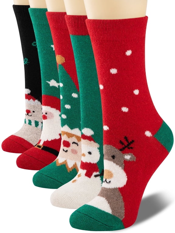 Women & Men Christmas Socks Cute Crazy Design Socks Novelty Gift For Women & Men 5 Pairs