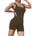 thumbnail image 1 of COOPLUS Women Workout Jumpsuits Seamless Romper and Sleeveless BodysuitsRibbed Detail Square Neckline Unitard for Yoga, 1 of 6