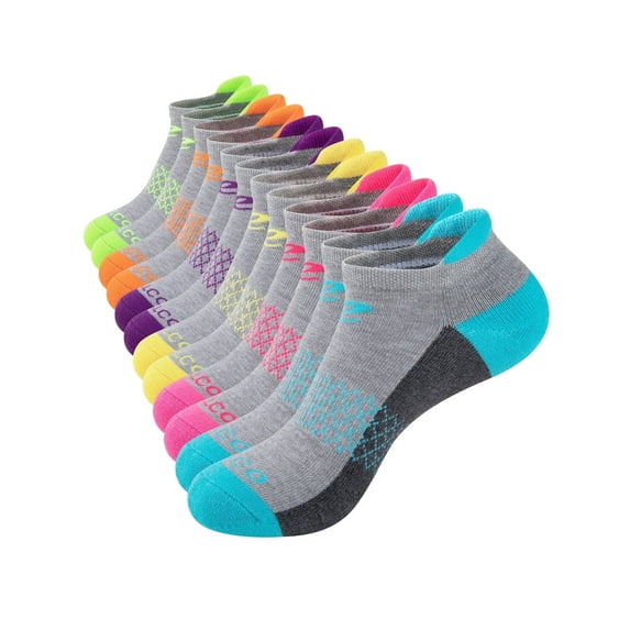 COOPLUS Women's Athletic Ankle Socks Women's Sock Size 7-9 Female Cushioned Color Socks 6 Pairs