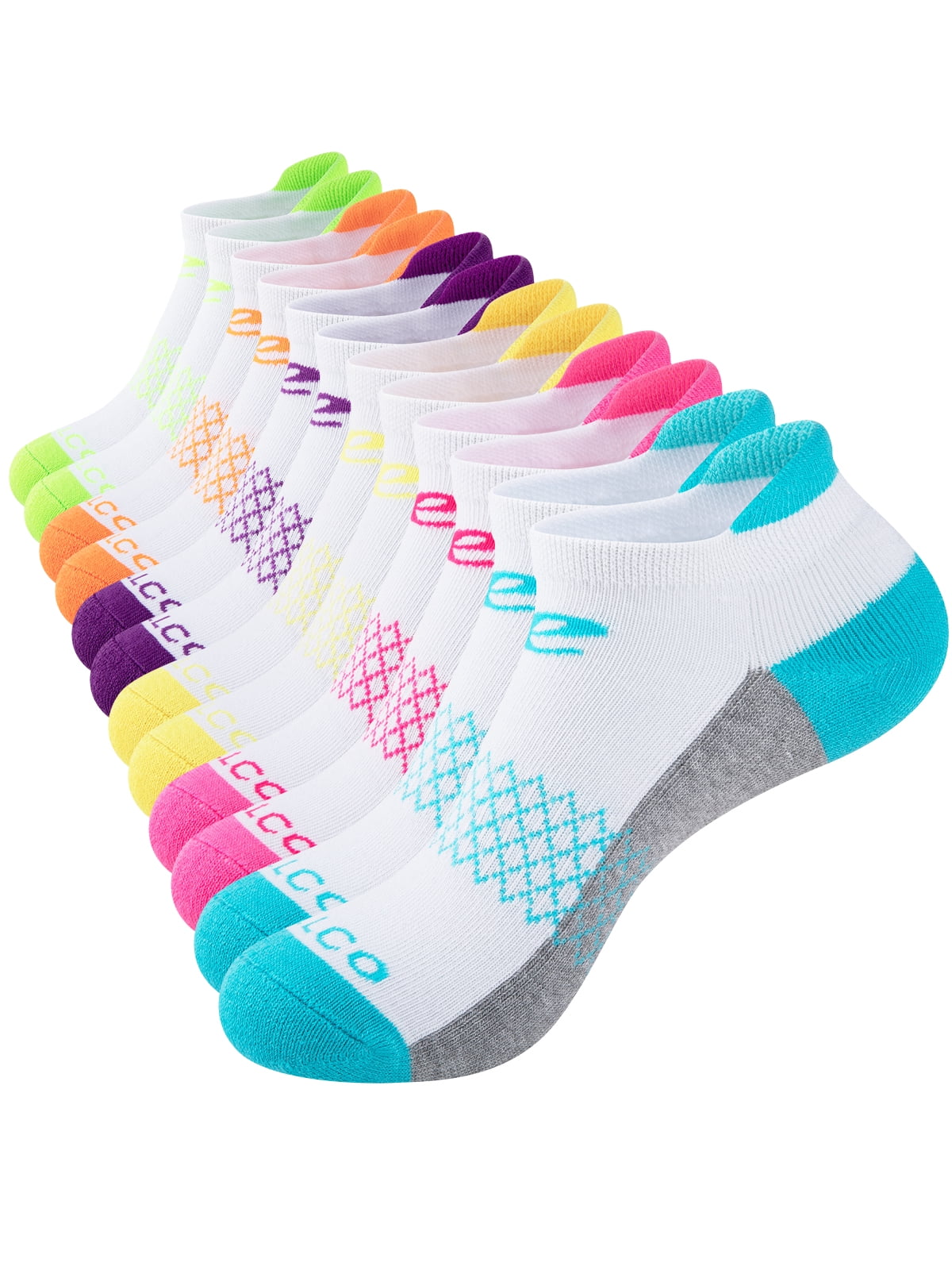 COOPLUS Women's Athletic Ankle Socks Women's Sock Size 9-11 Female Cushioned Color Socks 6 Pairs