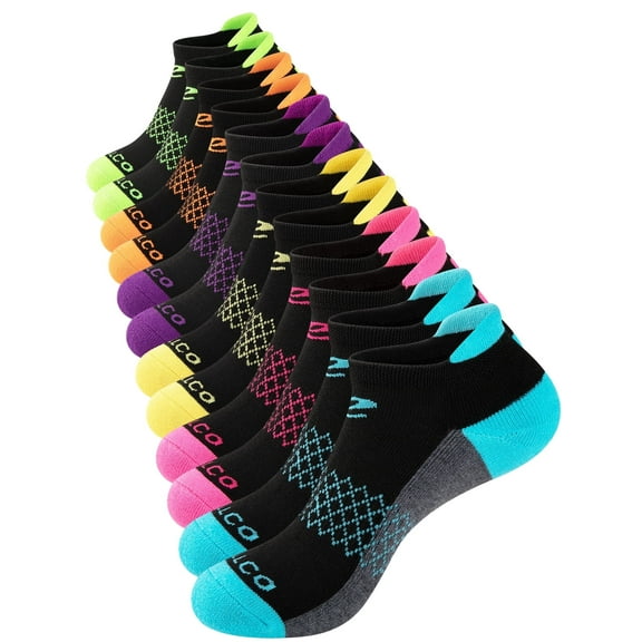 COOPLUS Women's Athletic Ankle Socks Women's Sock Size 9-11 Female Cushioned Color Socks 6 Pairs