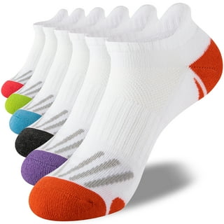 6 Pairs Womens No Show Socks Running Socks Cushioned Athletic Ankle  Socks(L(39-42cm),Orange)