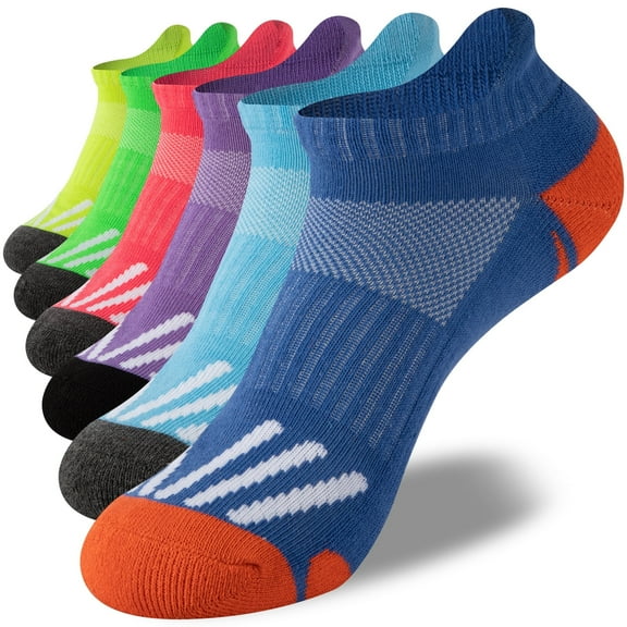 COOPLUS Womens Ankle Low Cut Socks Athletic Running Cushioned Socks for Women 6 Pairs