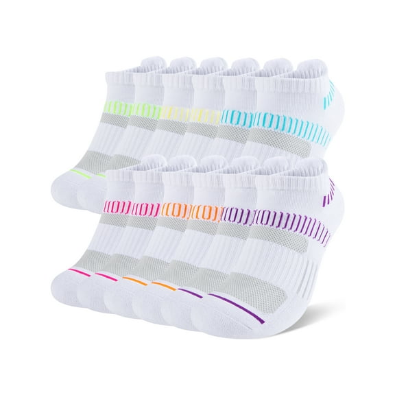 COOPLUS Womens Athletic Ankle Socks Women Cushioned Low Cut Breathable Socks 6 Pairs