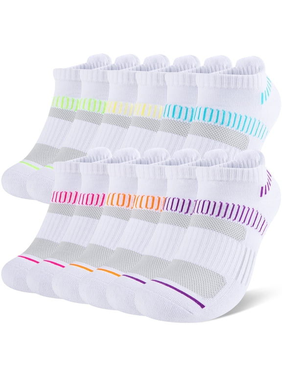Womens Athletic Ankle Socks Women Cushioned Low Cut Breathable Socks 6 Pairs