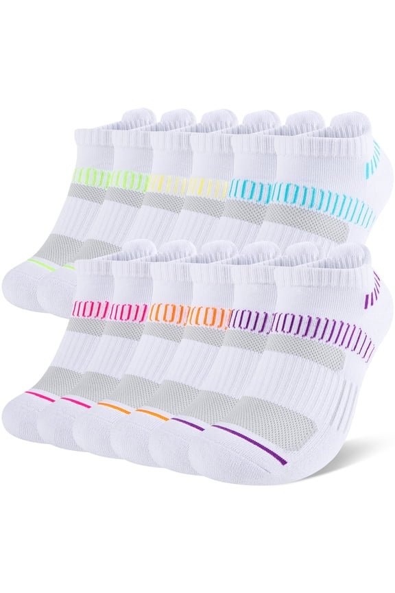 Womens Athletic Ankle Socks Women Cushioned Low Cut Breathable Socks 6 Pairs