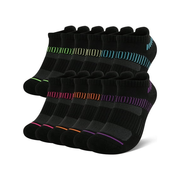 COOPLUS Womens Athletic Ankle Socks Women Cushioned Low Cut Breathable Socks 6 Pairs