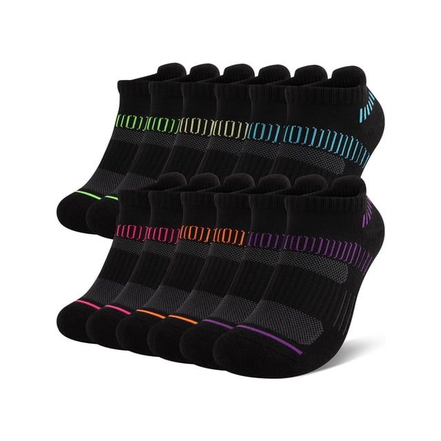 COOPLUS Womens Athletic Ankle Socks Women Cushioned Low Cut Breathable Socks 6 Pairs