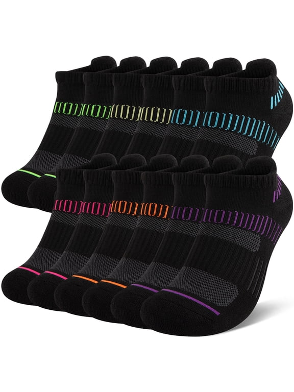 Womens Athletic Ankle Socks Women Cushioned Low Cut Breathable Socks 6 Pairs