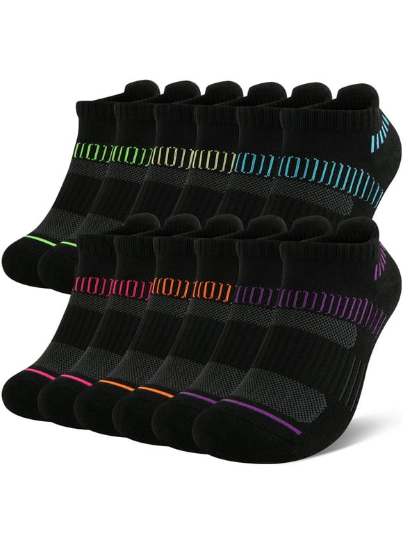 Womens Athletic Ankle Socks Women Cushioned Low Cut Breathable Socks 6 Pairs