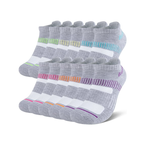 COOPLUS Womens Athletic Ankle Socks Women Cushioned Low Cut Breathable Socks 6 Pairs