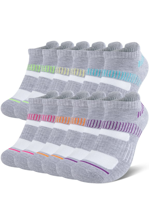 Womens Athletic Ankle Socks Women Cushioned Low Cut Breathable Socks 6 Pairs