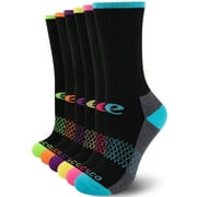 COOPLUS Womens Athletic Cushioned Crew Socks Soft Breathable Moisture-wicking Socks for Women 6 Pairs