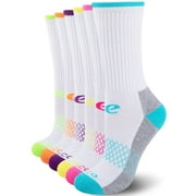 COOPLUS Womens Athletic Cushioned Crew Socks Soft Breathable Moisture-wicking Socks for Women 6 Pairs