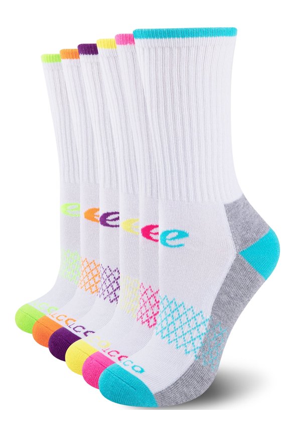 Womens Athletic Cushioned Crew Socks Soft Breathable Moisture-wicking Socks for Women 6 Pairs