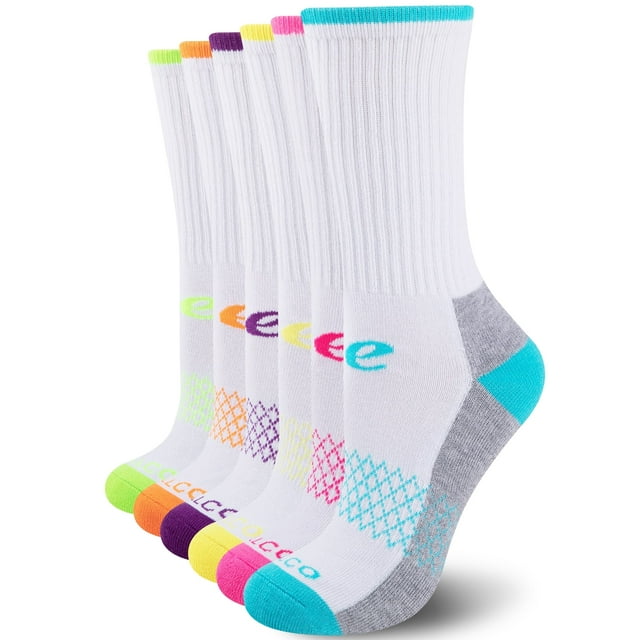 COOPLUS Womens Athletic Cushioned Crew Socks Soft Breathable Moisture-wicking Socks for Women 6 Pairs