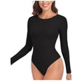 thumbnail image 1 of COOPLUS Womens Bodysuit Crew Neck Long Sleeve Bodysuit Tops Skin Friendly, 1 of 6