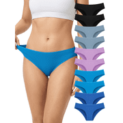 COOPLUS Womens Cotton Hipster Underwear No Show Cheeky Soft Stretch Bikini Briefs 10 Pack,S-XL