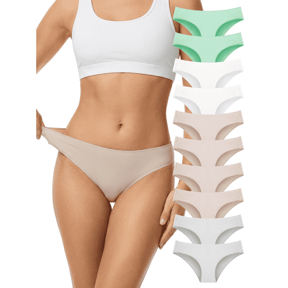 COOPLUS Womens Cotton Hipster Underwear No Show Cheeky Soft Stretch Bikini Briefs 10 Pack,S-XL