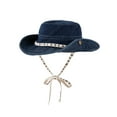 thumbnail image 1 of COOPLUS Womens Cowboy Denim Hat Two Ways To Wear Adjustable Chin Strap Foldable Bucket Hat for Summer, 1 of 8