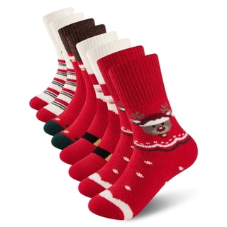 COOPLUS Womens Fuzzy Socks Christmas Socks for Women Winter Thick Thermal Socks Size 9-11 Crew Socks 4 Pairs