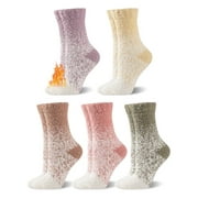 COOPLUS Womens Fuzzy Socks Warm Fluffy Winter Slipper Sleep Comfy Socks for Women 5 Pairs