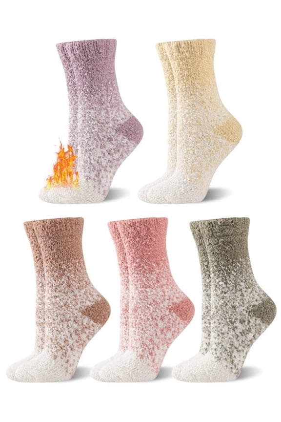 Womens Fuzzy Socks Warm Fluffy Winter Slipper Sleep Comfy Socks for Women 5 Pairs