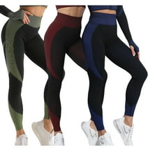 COOPLUS Womens Leggings High-Waist Yoga Pants Tight Tummy Control and Shapely Hip Design for Sports and Fitness(Pack of 3)