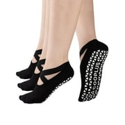 COOPLUS Womens Pilates Socks Non-Slip Grips With Straps Yoga Socks for Women Dance,Ballet,Workout