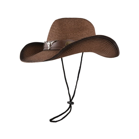 COOPLUS Womens Straw Cowgirl Hat Wide with Shapeable Brim Western Cowboy Sun Hat for Women