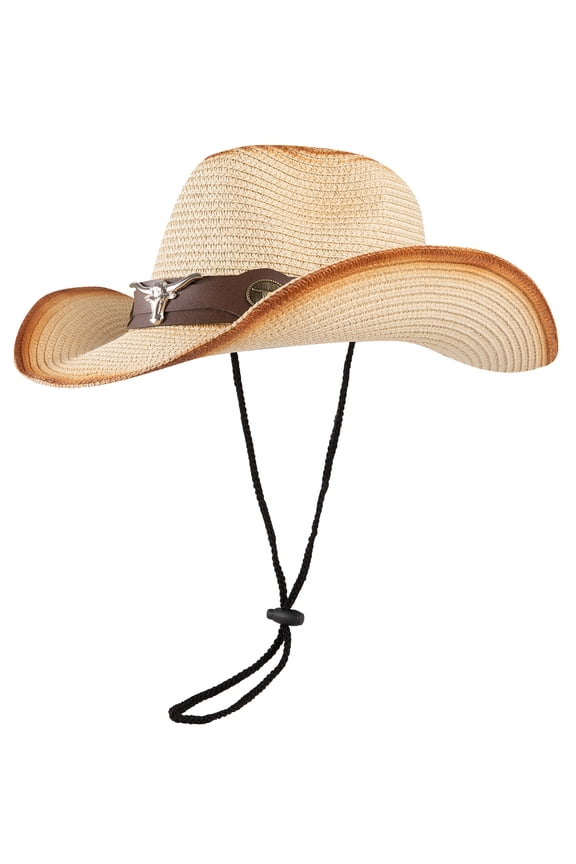 Womens Straw Cowgirl Hat Wide with Shapeable Brim Western Cowboy Sun Hat for Women