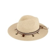 COOPLUS Womens Summer Straw Hat Wide Brim Foldable Panama Sun Protection Hat for Women