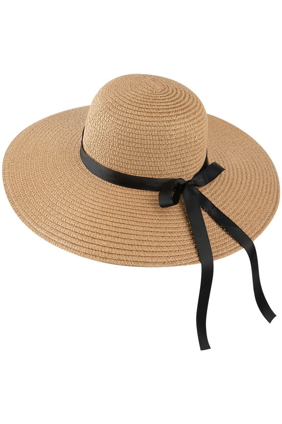 Womens Wide Brim Sun Straw Hat Beach Travel Foldable Floppy Summer Hat for Women