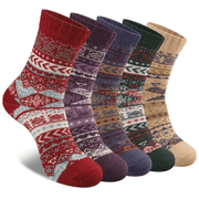 COOPLUS Womens Winter Warm Socks Women Wool Socks 5 Pairs