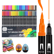 COORIART 48 Colors Dual Tip Art Marker Pens, Coloring Markers Set with Brush & Fine Tip for Adult Coloring Books No Bleeding, Professional Calligraphy & Drawing Art Supplies Kit