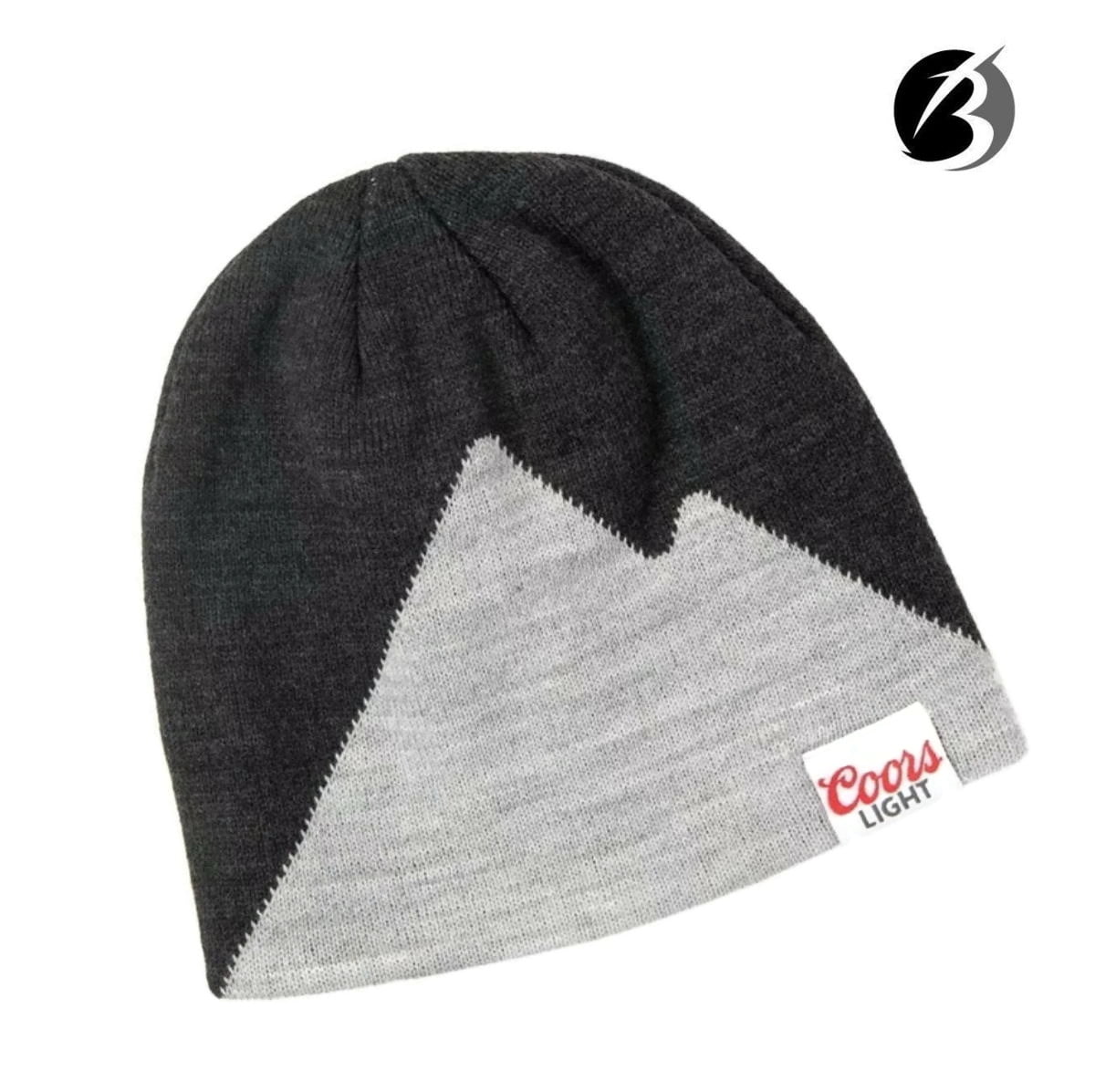 COORS LIGHT Men's Mountain Art Beanie Scull Cap Jacquard Charcoal Hat Toboggan