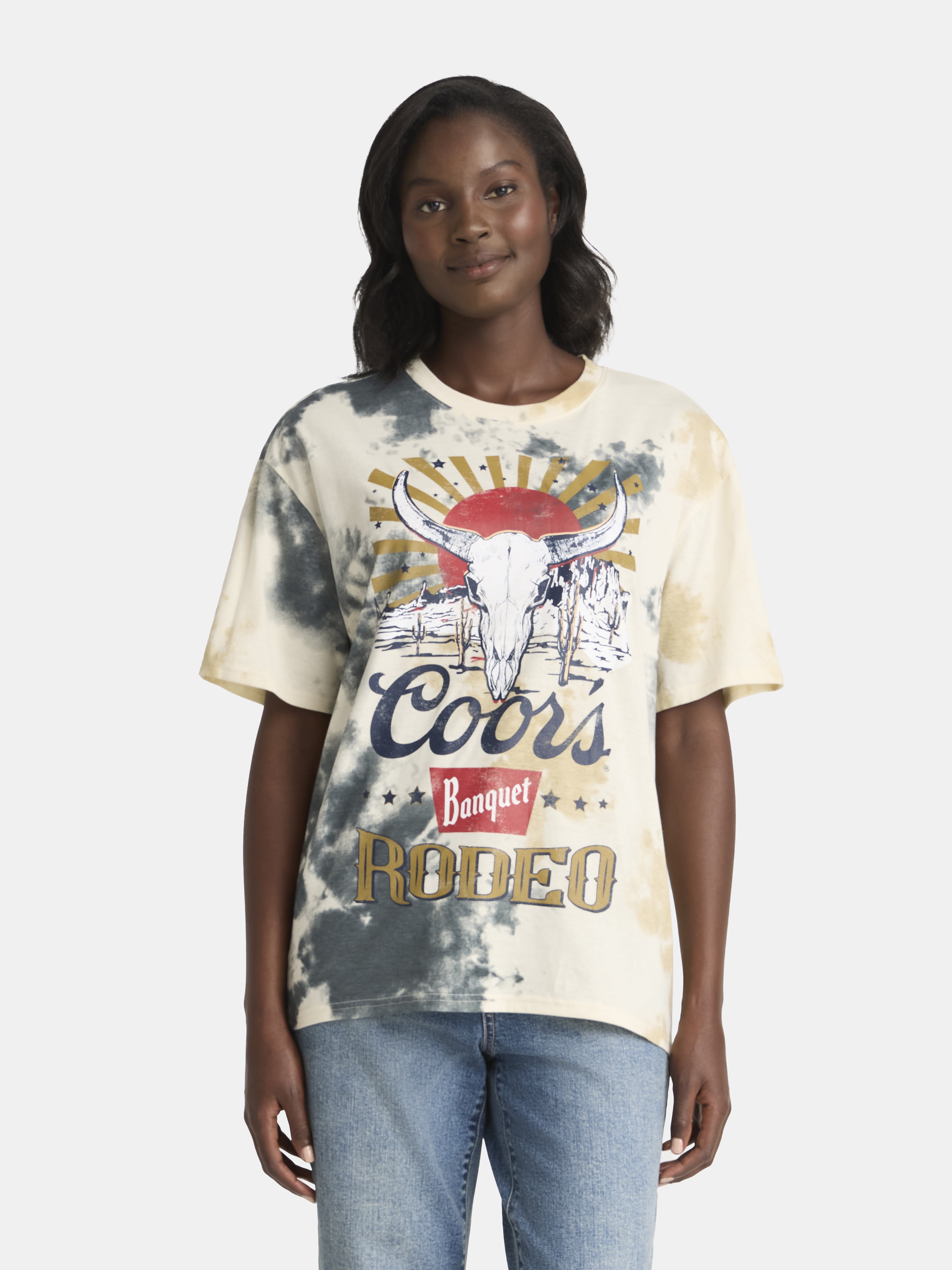 Coors Light Women's Oversized Graphic Tee with Short Sleeves, Sizes XXS-XXL