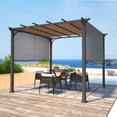 thumbnail image 1 of COOS BAY 10 x 10 Outdoor Steel Flat Pergola with Adjustable Shade Canopy,Brown, 1 of 7