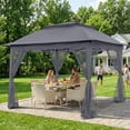thumbnail image 1 of COOS BAY 11'x11' Pop-Up Instant Gazebo Tent with Mosquito Netting Outdoor Canopy Shelter with 121 Square Feet of Shade, Dark Gray, 1 of 10