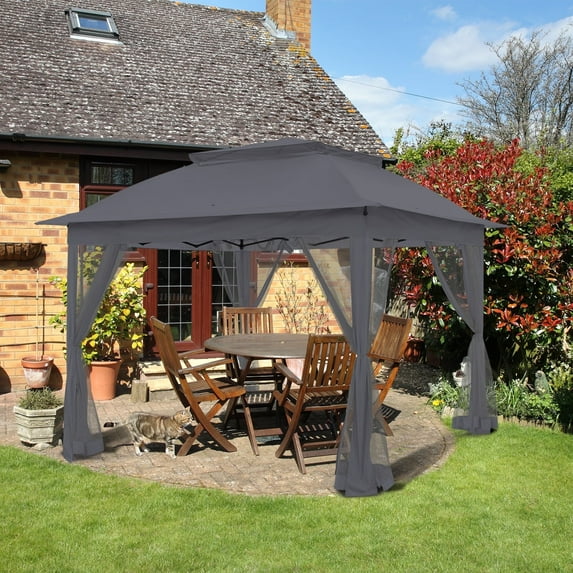 COOS BAY 11'x11' Pop-Up Instant Gazebo Tent with Mosquito Netting Outdoor Canopy Shelter with 121 Square Feet of Shade(Dark Gray)