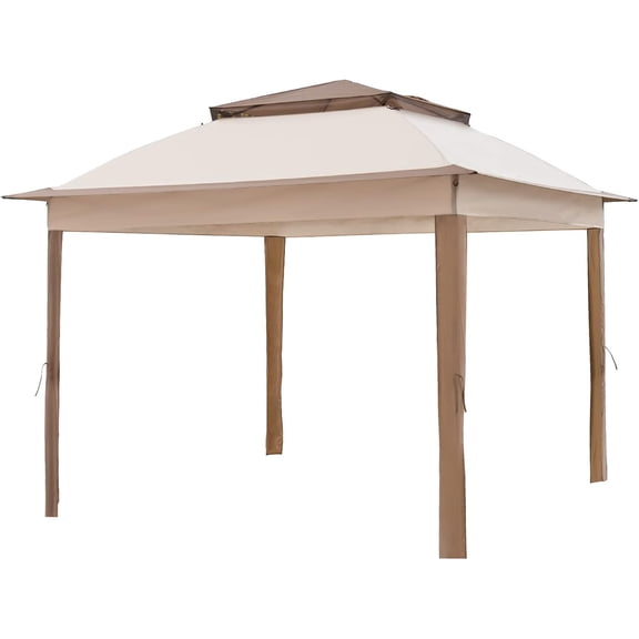 COOS BAY 11x11 Replacement Gazebo Top with Air Vent Sunshade Polyester Top Cover Only, Beige