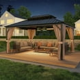 thumbnail image 1 of COOS BAY 12x16 Hardtop Gazebo Double Galvanized Steel Roof Canopy, Outdoor Aluminum Frame Permanent Pavilion with Privacy Curtains and Netting for Deck, Patio, Lawn and Backyard, 1 of 6