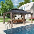 thumbnail image 1 of COOS BAY 12x18 Hardtop Gazebo Double Galvanized Steel Roof Canopy, Outdoor Aluminum Frame Permanent Pavilion with Privacy Curtains and Netting for Deck, Patio, Lawn and Backyard, 1 of 7