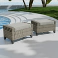 thumbnail image 1 of COOS BAY 2 PCS Brown Wicker Ottoman Outdoor PE Rattan Footrest with Removable Gray Cushions, 1 of 9