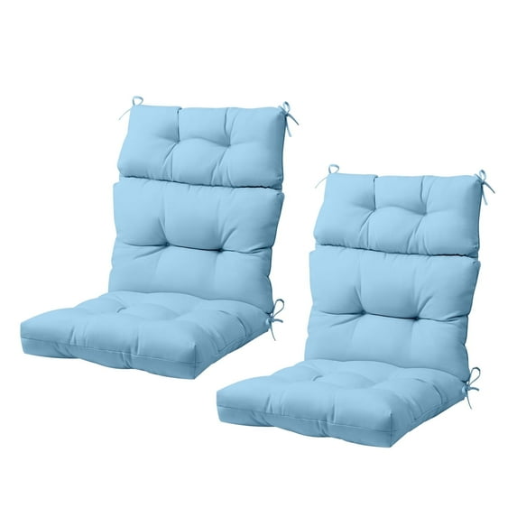 COOS BAY Outdoor/Indoor High Back Chair Cushions 46x22 Inch, Replacement Tufted Patio Seat Back Cushions, 2 Count, Light Blue