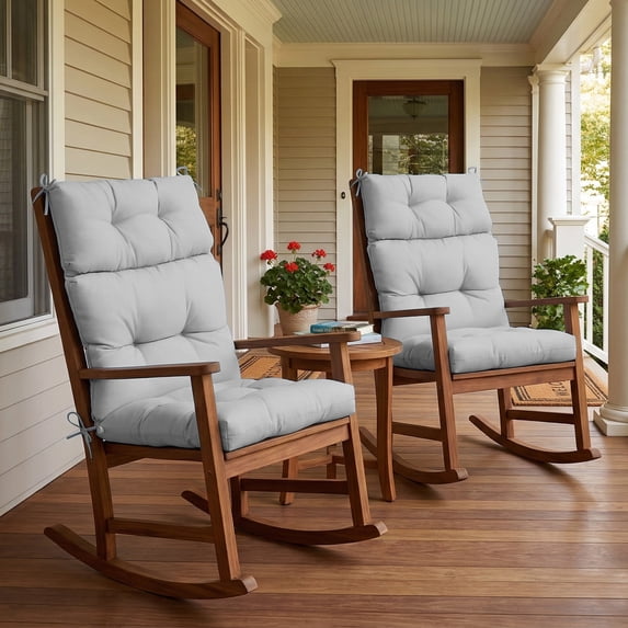 COOS BAY 46'' x 22'' Indoor/Outdoor High Back Chair Cushion Set of 2, Rocking Chair Cushion Outdoor Dining Chair Cushion, Replacement Seat Cushion for Patio Furniture, Light Gray