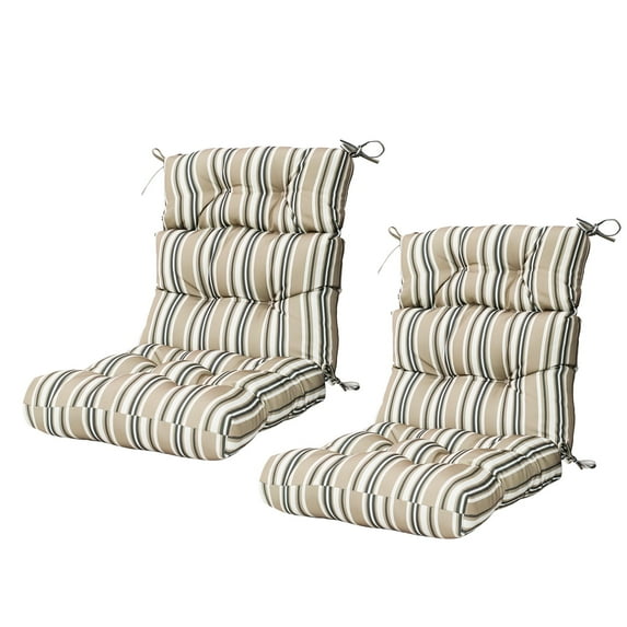 COOS BAY 46'' x 22'' Indoor/Outdoor High Back Chair Cushion Set of 2, Rocking Chair Cushion Outdoor Dining Chair Cushion, Replacement Seat Cushion for Patio Furniture, Beige Stripes